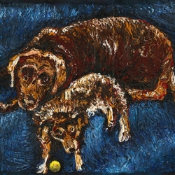 Dougie and Weezer - Framed Oil on Board - 51cm by 36cm