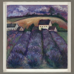 Lavender Field - Framed acrylic on board - 48cm by 49cm