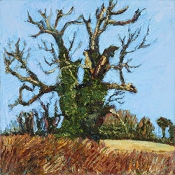 Tree Covered in Ivy - Framed Oil on Canvas Painting - 0.5 by 30.5