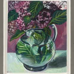 Jug of Lilac - Framed acrylic on board Painting - 31cm by 38 cm