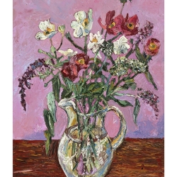 Glass Jug of Anemones - Framed Oil on Board - 46 cm by 61 cm