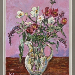 Glass Jug of Anemones - Framed Oil on Board - 46 cm by 61 cm